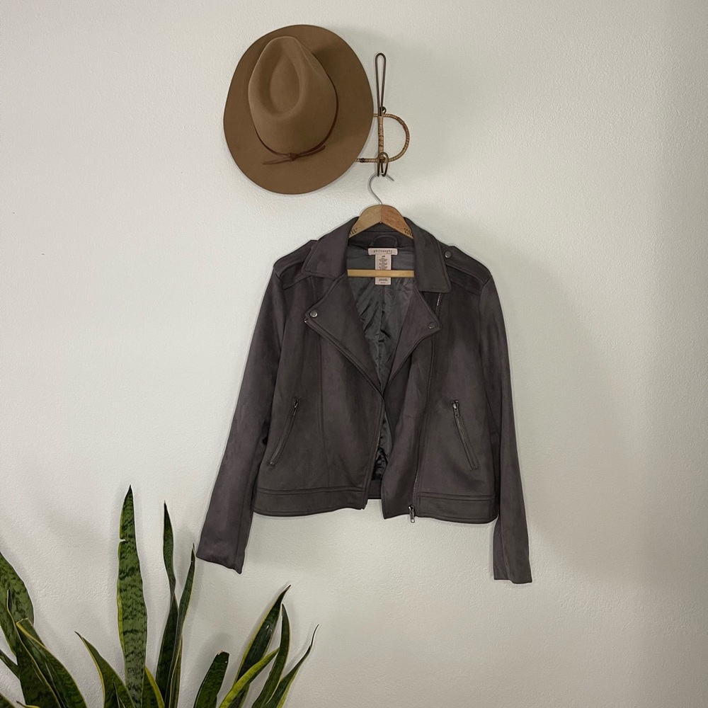 Philosophy Grey Faux Suede Moto Jacket